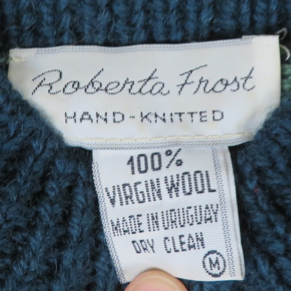 Roberta‎ Frost Hand Knitted 100% Wool Sweater Colorful Art to Wear Medium - Picture 7 of 13